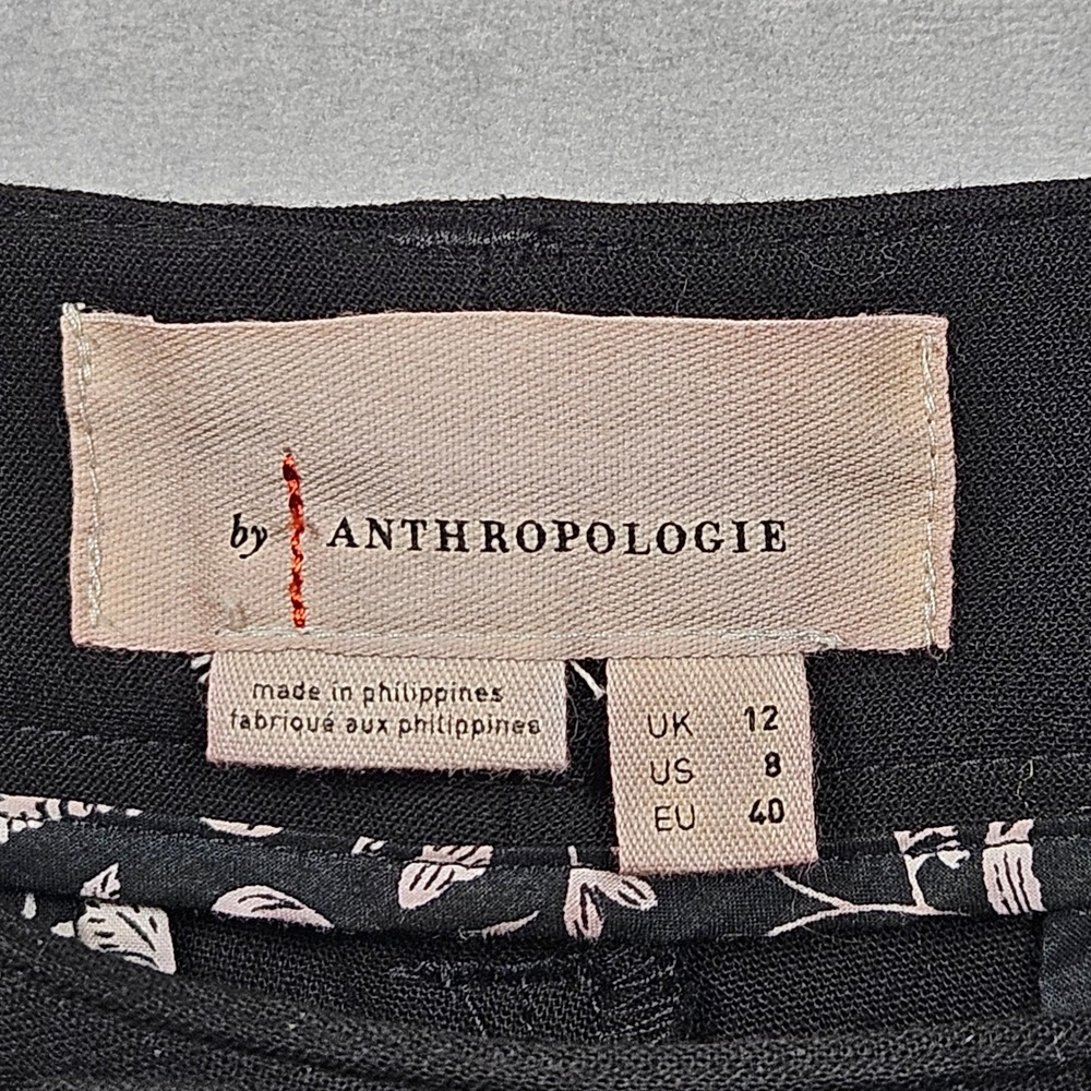 Anthropologie‎ Pants Womens 8 Black Flare Leg Zip Ankle D-Ring Trousers - Picture 3 of 13